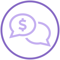 conversation speech bubble with dollar sign